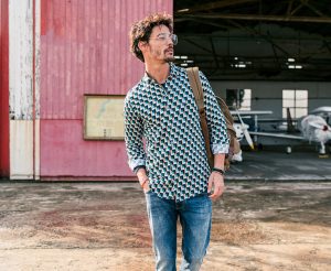 Camisa estampada hombre manga larga