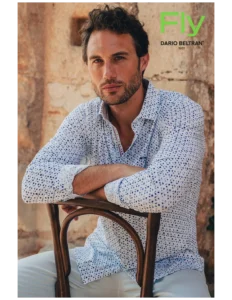 camisa hombre regular fit estampado azul camisa hombre regular fit estampado azul