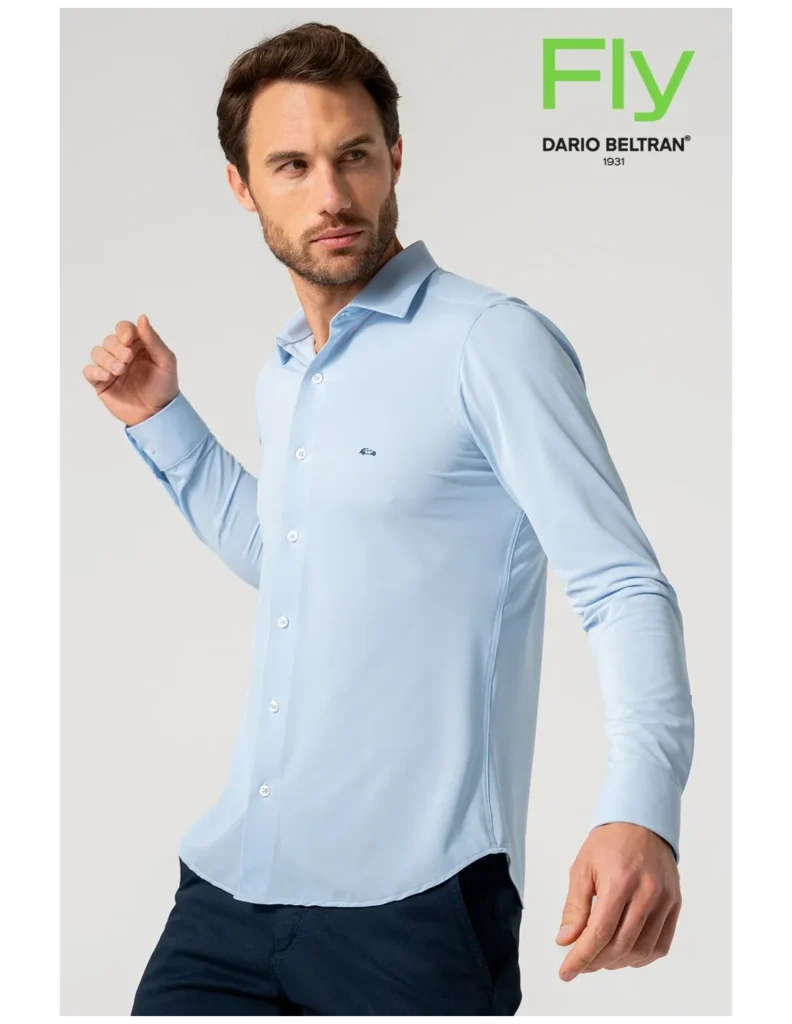 camisa hombre regular fit lisa celeste