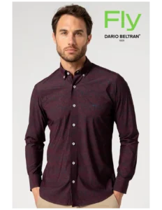 camisa regular fit estampada en granate camisa regular fit estampada en granate