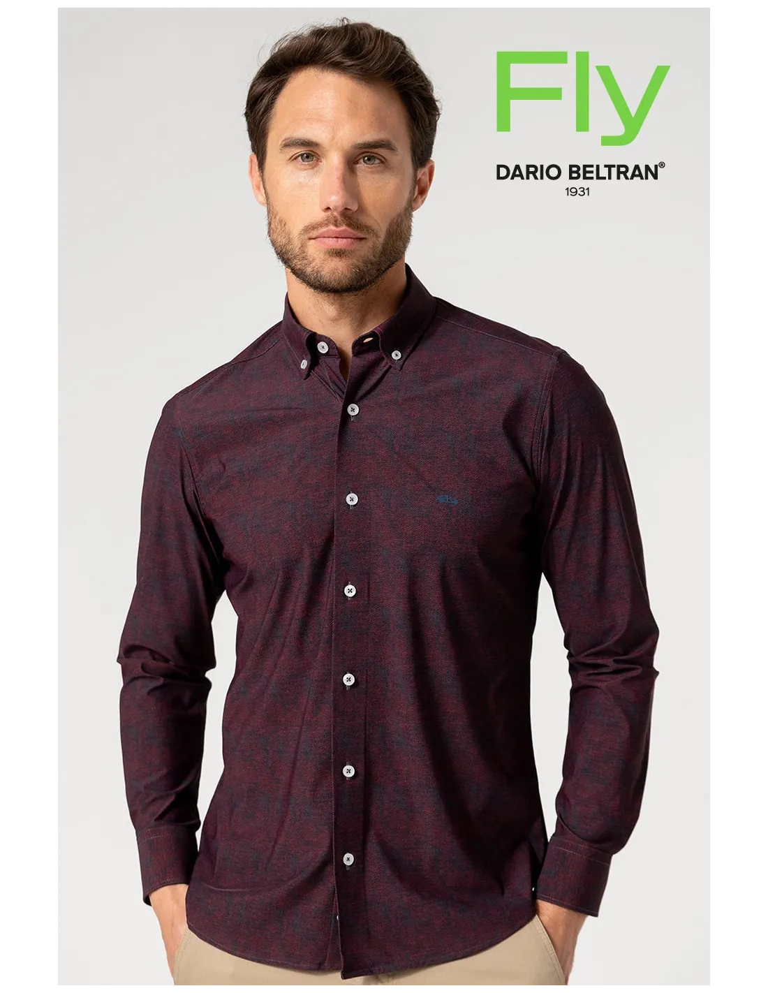 camisa regular fit estampada en granate camisa regular fit estampada en granate