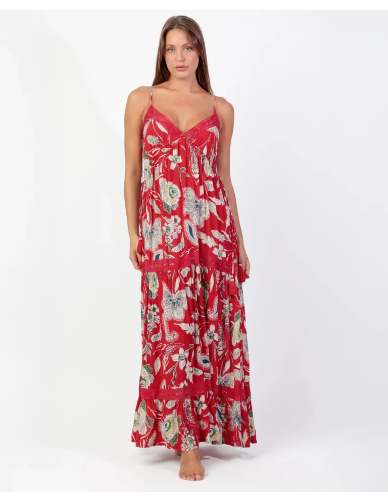 vestido tirantes aurora para mujer rojo